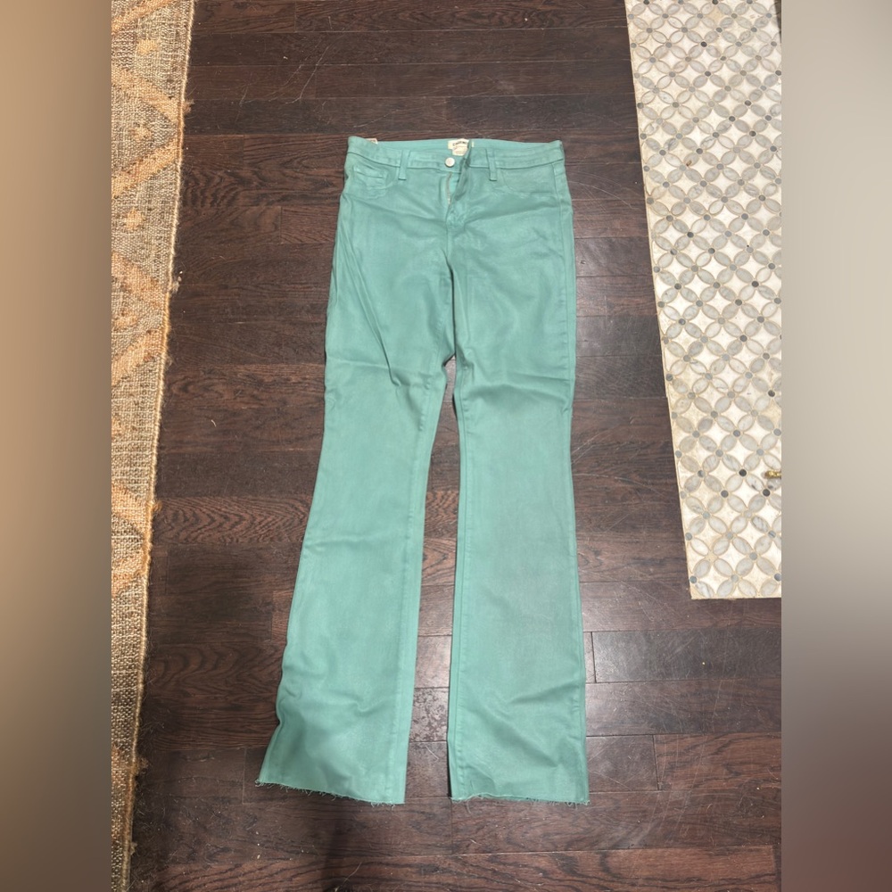 L'AGENCE: TEAL COATED STRAIGHT-LEG JEANS - Picture 4 of 9